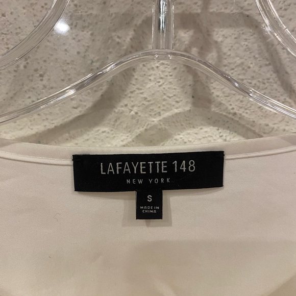 Lafayette 148 Cotton Blend V-Neck Blouse Size Small EUC - Picture 2 of 5
